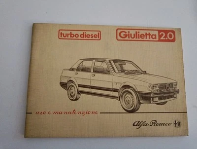 Manuale uso e manutenzione auto epoca Alfa Romeo Giulietta 2000 Turbo Diesel '83 - Immagine 1 di 2