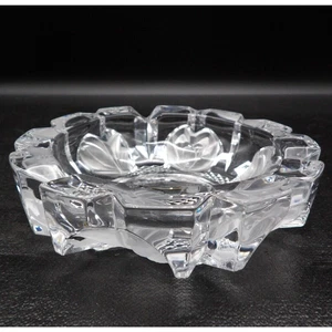 Vtg Mikasa Cut Clear Crystal Ashtray 5" Frosted Tulip Design Trinket Dish Japan - Picture 1 of 7