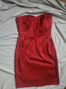 JANE NORMAN red stretch body Satin Strapless 12 Uk Wiggle Satin Sexy Used Vgc - Picture 1 of 9