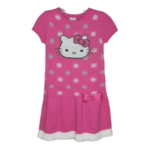 Hello Kitty Dress Girls Medium Pink White Sweater Dress Casual Girly Kawaii - Picture 1 of 5