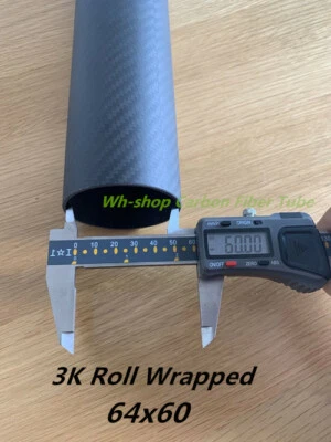  3K Carbon Fiber Tube OD 64mm x ID60mm x 500mm Roll Wrapped Poles/Pipe 64*60 -Uk - Image 1 of 3