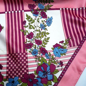 Vtg Scarf Pink & Blue Morning Glory Floral Pattern--Made in Italy--30"x30" - Picture 1 of 5