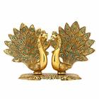 PEACOCK COUPLE KISSING STATUE PAIR GOLD PLATED SHOWPIECE FIGURINE DECOR