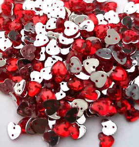 130 x 7mm/8mm Rhinestones Love heart Flat Back Acrylic Gems Sewing Beads - Picture 1 of 11