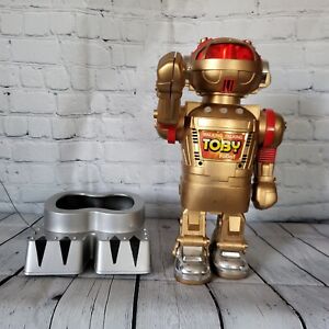 1986 Walking Talking Toby Robot Tomy New Bright 15" Robot Action Figure & Base