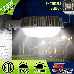 120W Exterior LED Barn Light Dusk-to-Dawn Outdoor Yard Security Area Lighting 5k - Picture 1 of 12