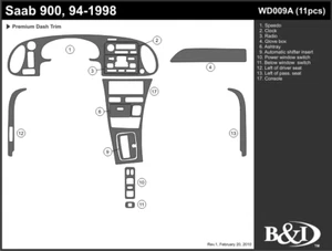 SAAB 900 1994 1995 1996 1997 1998 KIT DE AJUSTE TABLERO A - Imagen 1 de 1