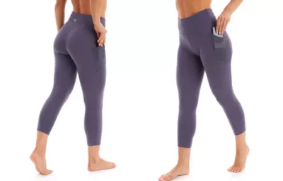 Leggings cortos Marika tiro alto control abdomen bolsillos laterales gris talla grande Foto 1 de 4