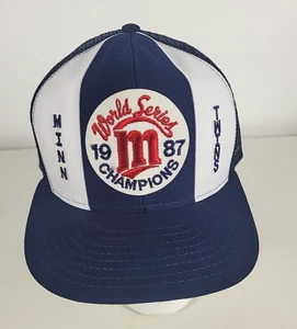 VTG RARE Lucky Stripes Minnesota Twins 1987 World Series Champions Trucker Hat - Picture 1 of 8