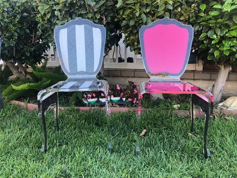 Vintage Pair Of Designer Lucite Chairs Cover