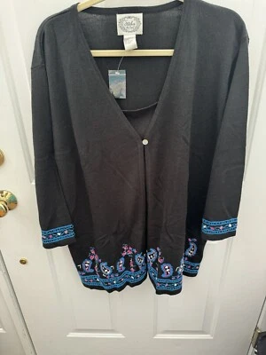 Cárdigan abierto negro Stitches In Time para mujer con bordado.   A-12 Foto 1 de 3