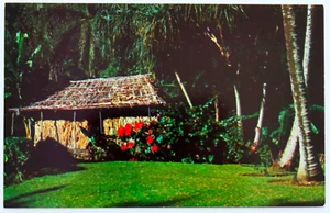 Waioli sala da tè erba baracca cartolina vintage cromata Hawaii Honolulu viaggio palma - Foto 1 di 2