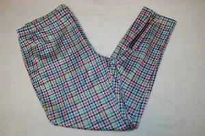 Girls Leggings COLORFUL HOUNDSTOOTH PLAID Sparkles ZIP ANKLE Pockets XL 14-16 - Picture 1 of 3