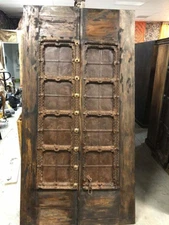 2 BARN Doors Antique Rustic Panels Brass IRON Studded Earthing FARMHOUSE 84x22