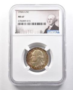 1958-D Washington Quarter MS67 NGC Beautiful Tone *1261 - Picture 1 of 3
