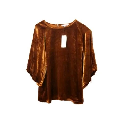 LK Bennett Noemi Top Size UK 16 Rust Velvet Blouse Party Evening  RRP £180 New - Image 1 of 4