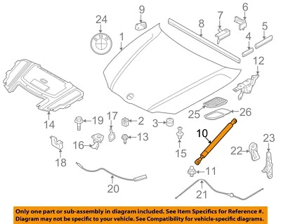 BMW OEM 07-11 328i xDrive Hood Hood Components-Lift Cylinder 51237129190 - Изображение 1 из 2