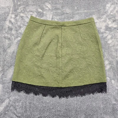Topshop Mini Falda Mujer Talla 8 Repujado Verde Cremallera Lateral Encaje Dobladillo NUEVO CON ETIQUETAS-Defecto Foto 1 de 4