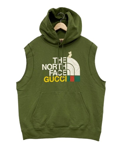THE NORTH FACE x GUCCI uomo senza maniche con cappuccio verde MN5 663243 Collab Limited