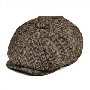 Kids Newsboy Cap Child Woolen Tweed Flat Caps Boy Girl Herringbone Beret Hat 1Pc - Picture 1 of 14