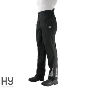 Waterproof Reflective Over Trousers for Riding by Hy Equestrian  BLACK   UNISEX - Picture 1 of 10