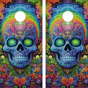 Involucri per tavola Cornhole IMPERMEABILI E SBIADITI - Teschio Trippy - Foto 1 di 3