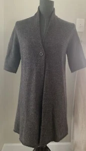 Eileen Fisher Brown Merino Wool short sleeve Long cardigan Size S - Picture 1 of 9