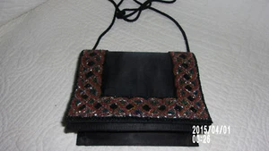 Carolyne Barton Vintage Black Satan Beaded Purse Vintage/EXCELLENT CONDITION - Bild 1 von 7