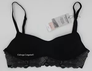 Nuevo con etiquetas Bralette Calvin Klein QF6638 Perfectly Fit Flex Inalámbrico Acolchado Encaje Negro S - Imagen 1 de 8