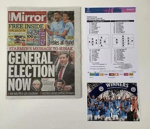 RARE Manchester City Champions League Final 2023 Set Newspaper Photograph TREBLE - Picture 1 of 5