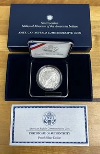 2001 P American Buffalo Proof Silver Dollar Commemorative 90% US Mint Box + COA - Picture 1 of 7