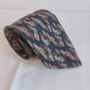 Tiffany & Co Silk Tie Geometric Pattern Blue Orange Made in Italy 3.5" - Picture 1 of 7