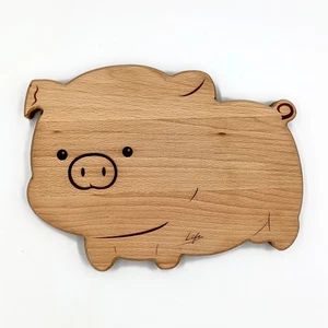 Pig Engraved Beech Chopping Board: Solid Hardwood charcuterie board Hand Made UK - Picture 1 of 18