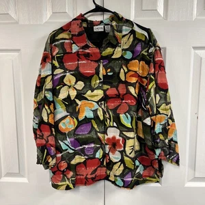 Chaqueta Blazer Chico's Para Mujer Lino Mezcla Seda Floral Talla 3=XL - Imagen 1 de 3