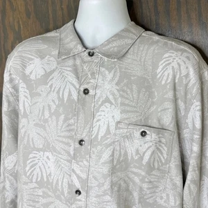 TOMMY BAHAMA Mens 2XLT Canyon Beach Flannel Shirt Cloudy Fronds White Grey NEW - Picture 1 of 13