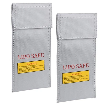 Ignifugo Batteria Sicuro Borsa Ricarica Tasca Sacca 100x200mm Argento Tono 2Pz - Immagine 1 di 4