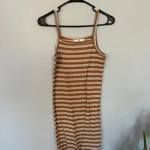 H&M Girls Striped Spaghetti Strap Midi Dress Size 20 Y2K Preppy Neutral Colors - Picture 1 of 8