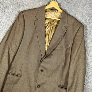 Jos A Bank Sport Coat Mens 46R Brown Houndstooth Blazer Classic Fit - Picture 1 of 14