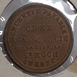 Gettone centesimo Quebec Canada/Casa di H. Gagnon & Co. a St. Roch AU condizioni - Foto 1 di 2