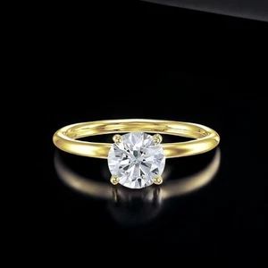 Diamant Damen Ring 14k Gelbgold Lab Grown Rund 1 Karat IGI-zertifiziert Größe 7 - Bild 1 von 9