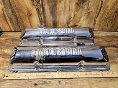 Vintage Pair Of Thunderbird Chrome FE Ford Valve Covers Big Block - Image 1 of 4