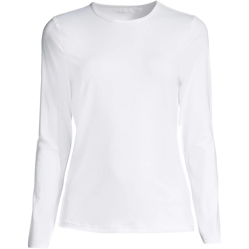 New Lands' End Women's Petite Crew Neck Long Sleeve Rash Guard Swim Tee 425915 - Image 1 of 1