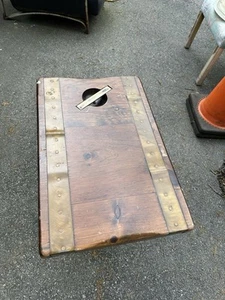 Genuine World War II WW2 Liberty Ship Wooden Brass Hatch Cover Coffee Table - Picture 1 of 10