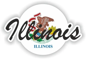 Illinois Round Flag Sticker / Vinyl Waterproof Decals Graphics - Picture 1 of 1