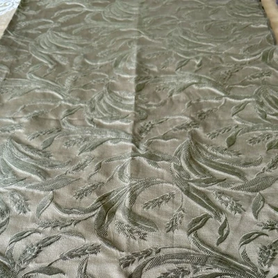 VTG Silk Cotton Damask Wheat Scroll Upholstery Fabric MCM Earthy Green 4.5 Ydx56 - Image 1 of 4