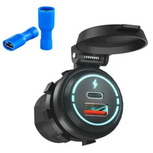 Fast Phone Charger USB Type C Charging Socket Outlet Adapter For Motorcycle ATV - Picture 1 of 20