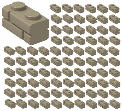 ☀️100x NEW LEGO 1x2 DARK TAN Modified Masonry Profile Bricks Wall #98283 Parts  - Image 1 of 2