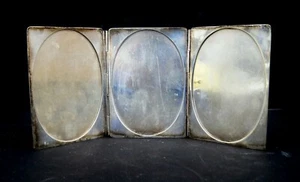 Antiguo marco de fotos plegable de plata de ley con 3 ranuras C5226 - Imagen 1 de 4