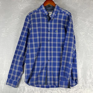 Lacoste Herren Gr. 42 USL Blau Weiß Slim Fit Kariert Knopfleiste Hemd Langarm - Bild 1 von 9