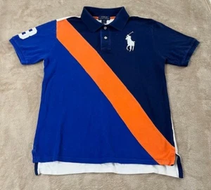 Polo Ralph Lauren shirt boys L (14-16) Blue Big Pony Logo Polo #3 short sleeve - Picture 1 of 9